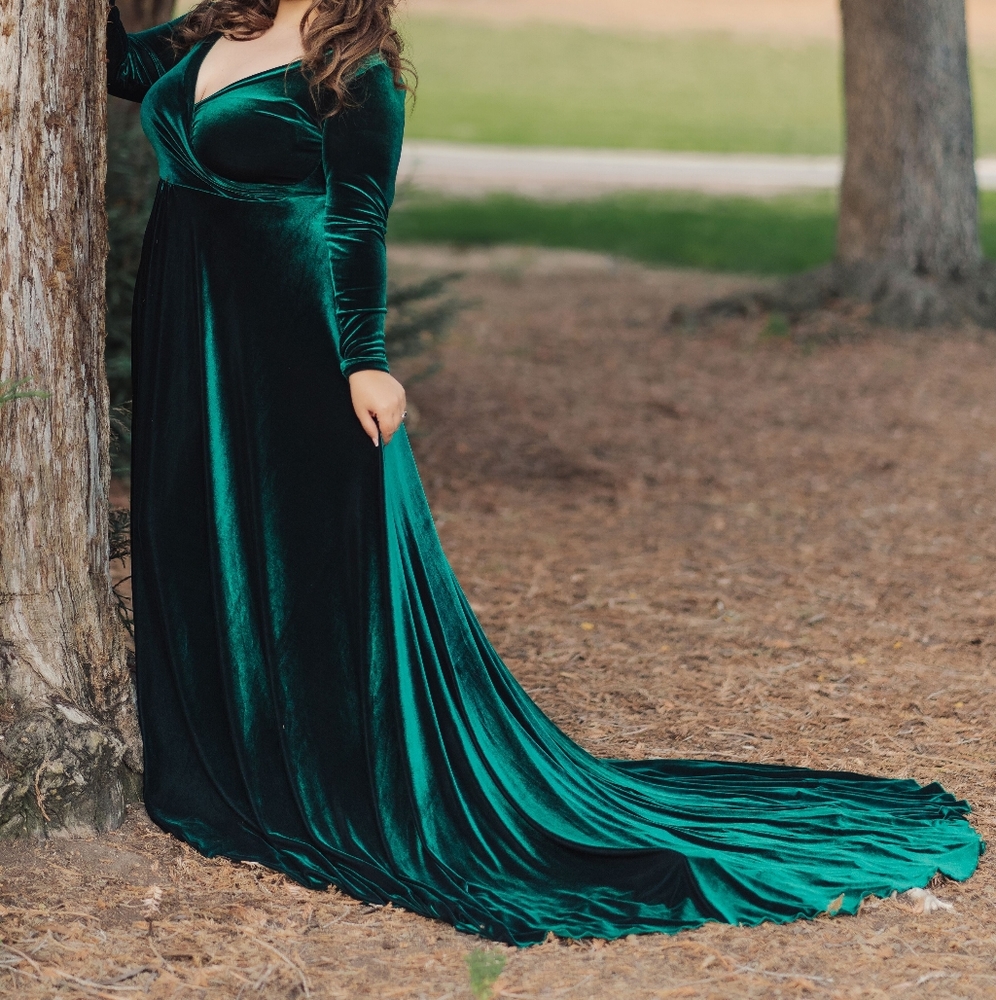Hunter green velvet dress